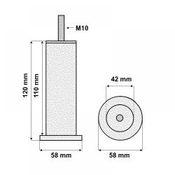 Ronde aluminium meubelpoot 12 cm (M10)
