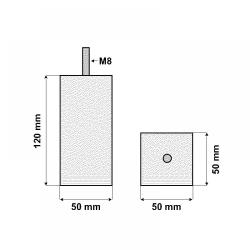Chromen vierkanten meubelpoot 12 cm (M8)