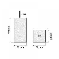 RVS vierkanten meubelpoot hoogte 10 cm (M8)