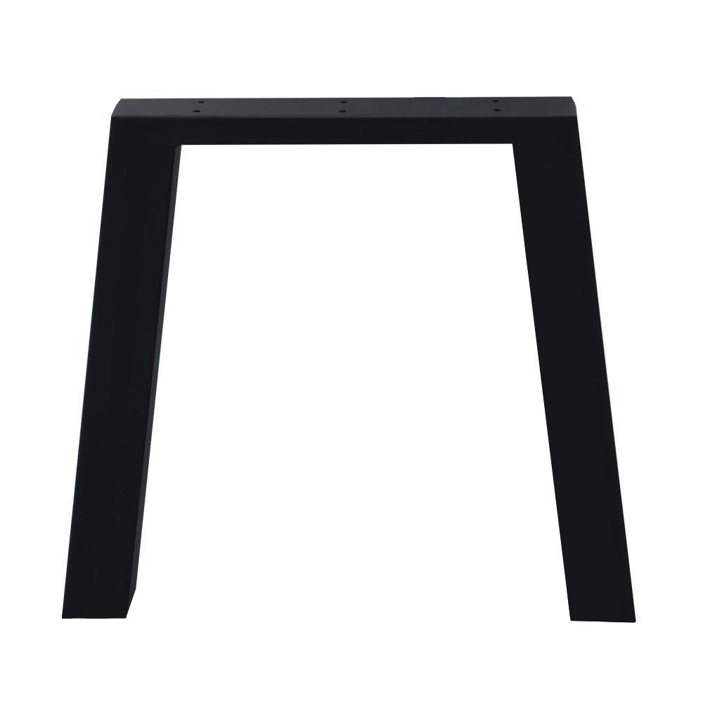 Zwarte stalen trapezium tafelpoot 72 cm (koker 10 x 10)