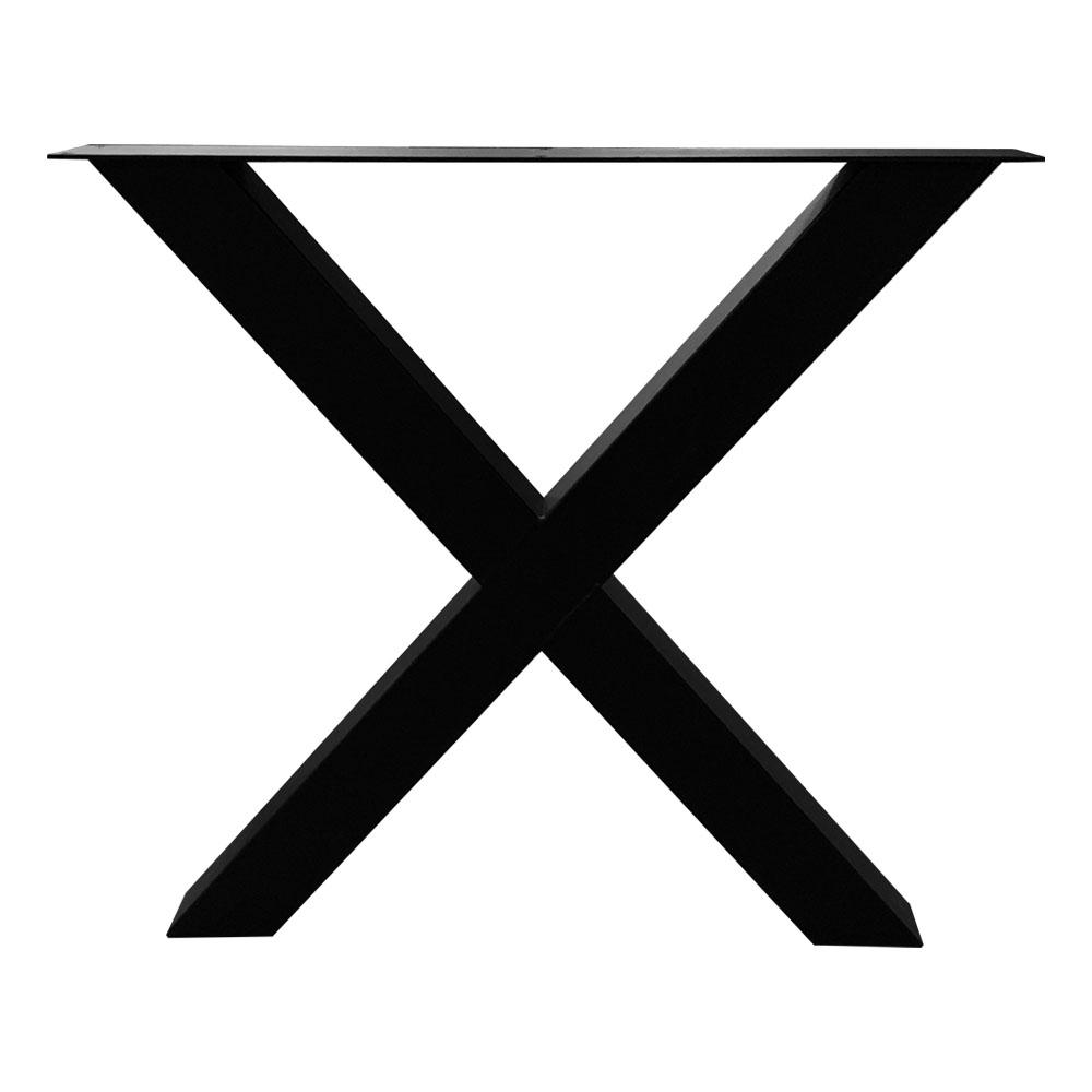 Zwarte X tafelpoot 72 cm met stelvoeten (koker 8 x 8) 