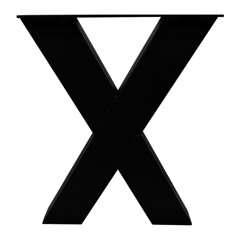 Set zwarte X tafelpoten 43 cm met stelvoeten (koker 8 x 8)