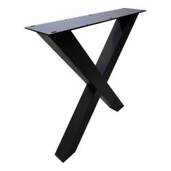 Zwarte X tafelpoot smal 72 cm (koker 8 x 8) 