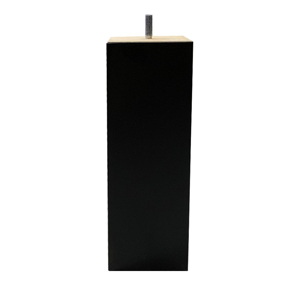 Zwarte vierkanten houten meubelpoot 25 cm (M8)