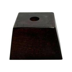 Kleine vierkanten schuinaflopende houten donkerbruine meubelpoot 5 cm
