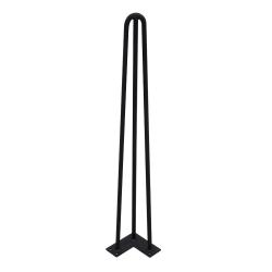 Dunne zwarte massieve stalen (Ø 1 cm)  3-punt hairpin tafelpoten 72 cm (set van 4 stuks)