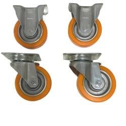 Zwaarlast wielen set van 4 rond Ø 10 cm en hoogte 13 cm Zwaarlast wielen set van 4 rond Ø 10 cm en hoogte 13 cm