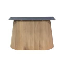 Eiken houten kegel tafelpoot ovaal conisch 113 cm en hoogte 73 cm