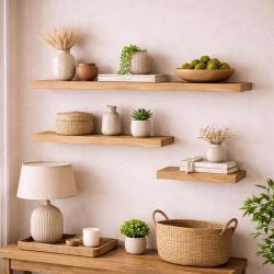 Wandplank eiken 120 bij 30 cm van 4 cm dik massief hout met rechte randen