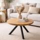 Eiken salon tafelblad rond, diameter 40 cm en dikte 4 cm massief eiken